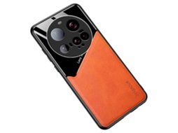 Capa Traseira De Couro Para Xiaomi 15 Ultra, Revestida Em Tpu, Laranja