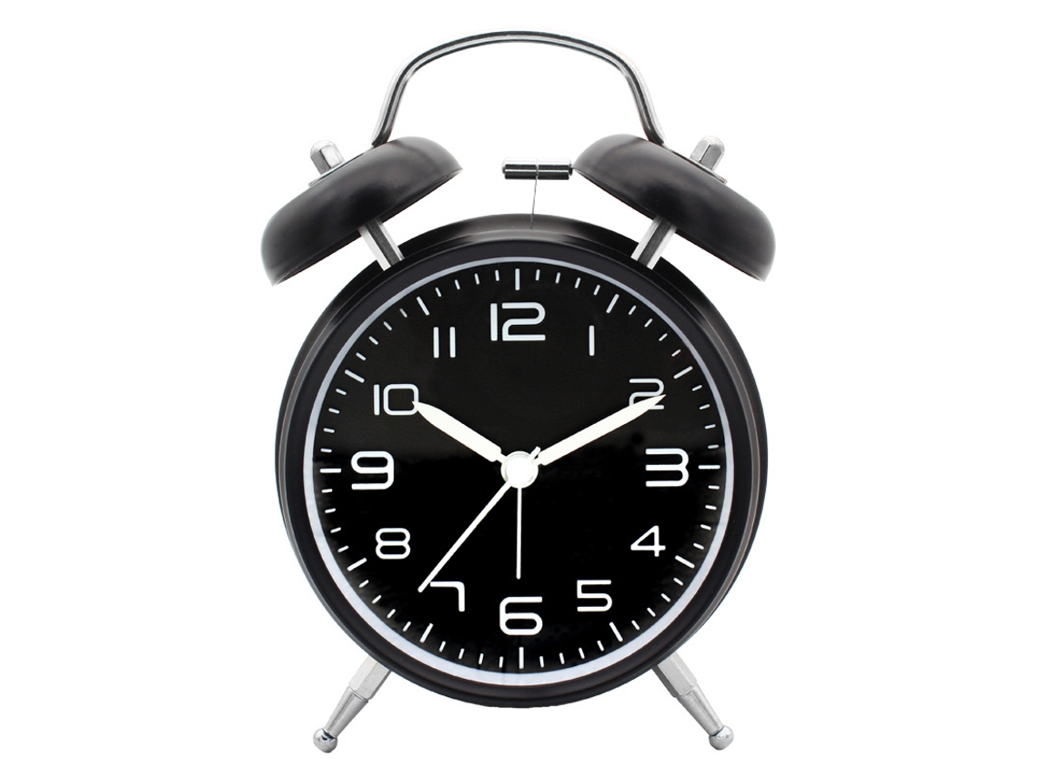 Despertador Mesa Estudante – Relógio Retro Silencioso – Alarme Forte – Metal/plástico – Preto
