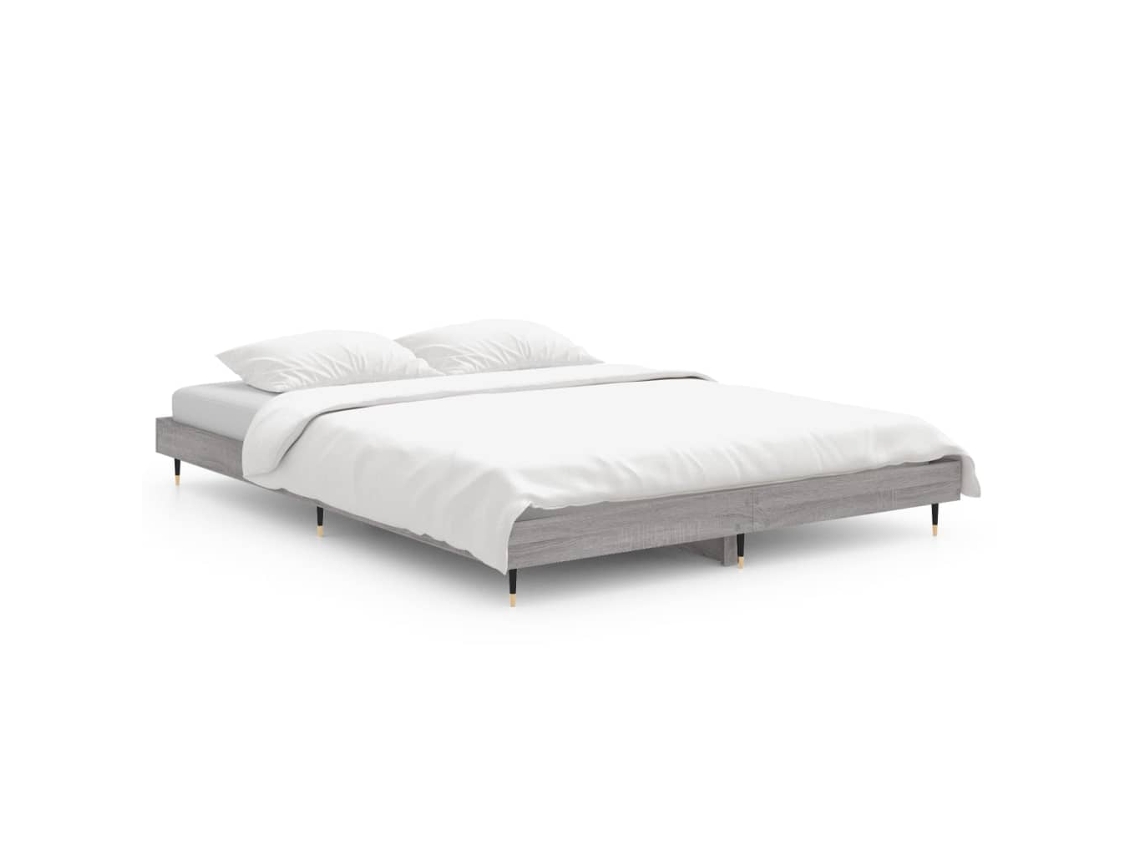 Bed Frame, Bed Frames Vidaxl Cinzeto Madeira Processada (135 X 190 Cm)