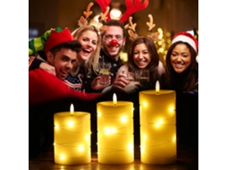 3pcs Velas Sem Chama com Luzes de Fio Torcido Brilho Constante para Decoração Festiva | S/MARCA