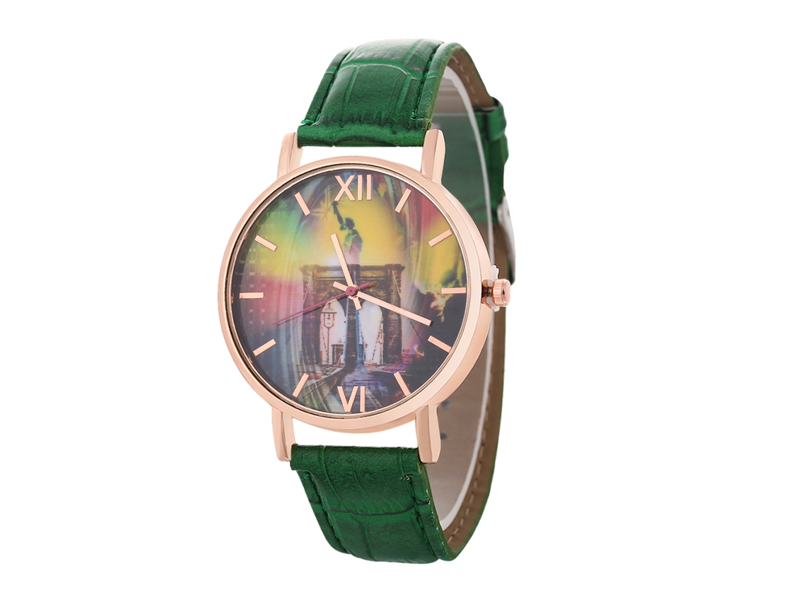 Reloj De Cuarzo Elegante Casual Unisex Para Parejas Regalo (verde)