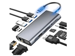 Usb C Hub 11 em 1 Usb C Hub Docking Station Usb C para Adaptador Hdmi com 4K Hdmi Rj45 Ethernet Vga Porta Usb 100 W Pd Aux Sd/Tf Card Reader YIZHOOD