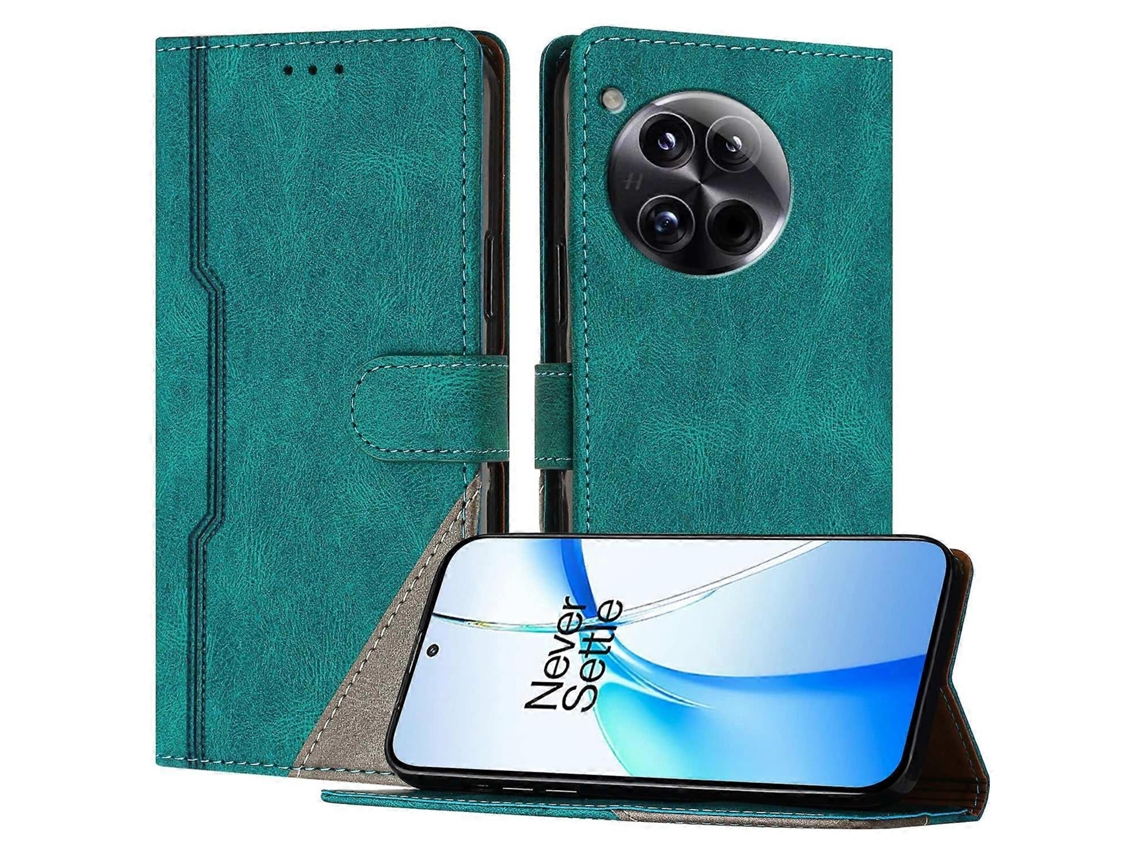 Capa De Couro Com Estampa Triangular E Suporte Tipo Carteira Para Oneplus 12 5g, À Prova De Choque