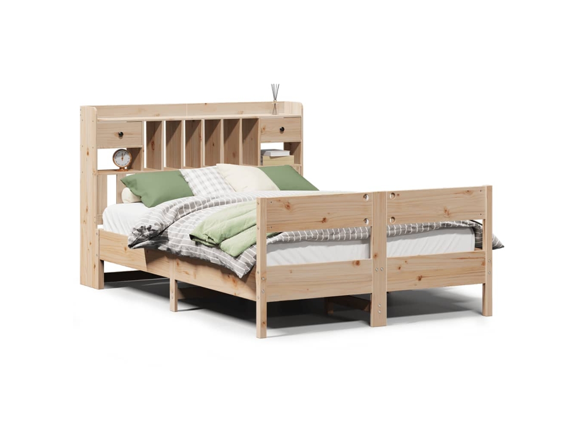 Cama com Estante Sem Colchão 135x190 Cm Pinho Maciço MAISON EXCLUSIVE