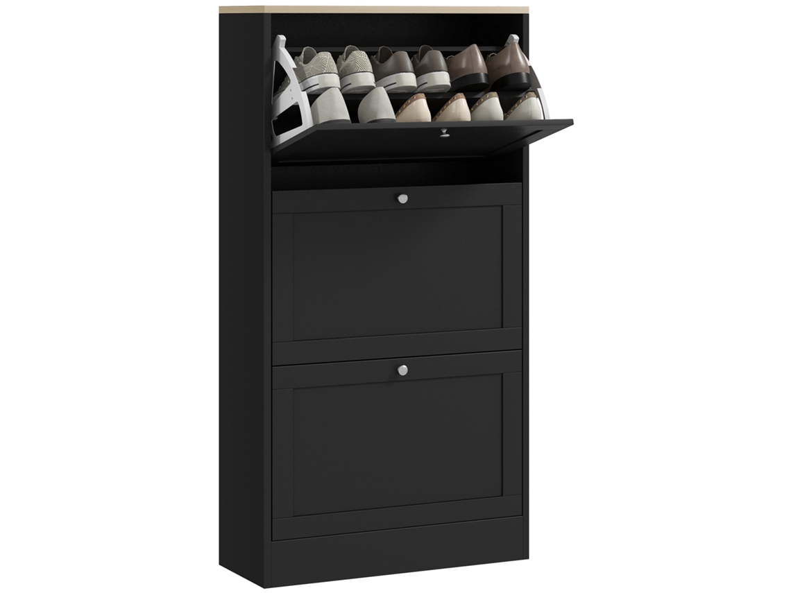 Móvel Sapateira Melamina de Madeira Cor Preto 60x23,5x115 cm Homcom