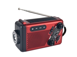 RÁDIO DE EMERGÊNCIA AQUAFORGE com manivela, energia solar, portátil, FM/AM, previsão do tempo, laranja