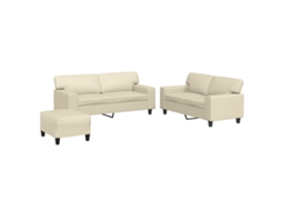 Sofa Set, Sofa Sets Vidaxl Creme Couro Artificial (n/a)