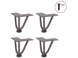 Vidaxl Pernas De Grampo Para Mesa De Centro 4 Peças Aço Natural 10 Cm Aço Maciço