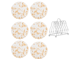 Conjunto de Apoios de Copo com Suporte Metálico Design Hexagonal em Acrílico À Prova de Calor NEVEANCE