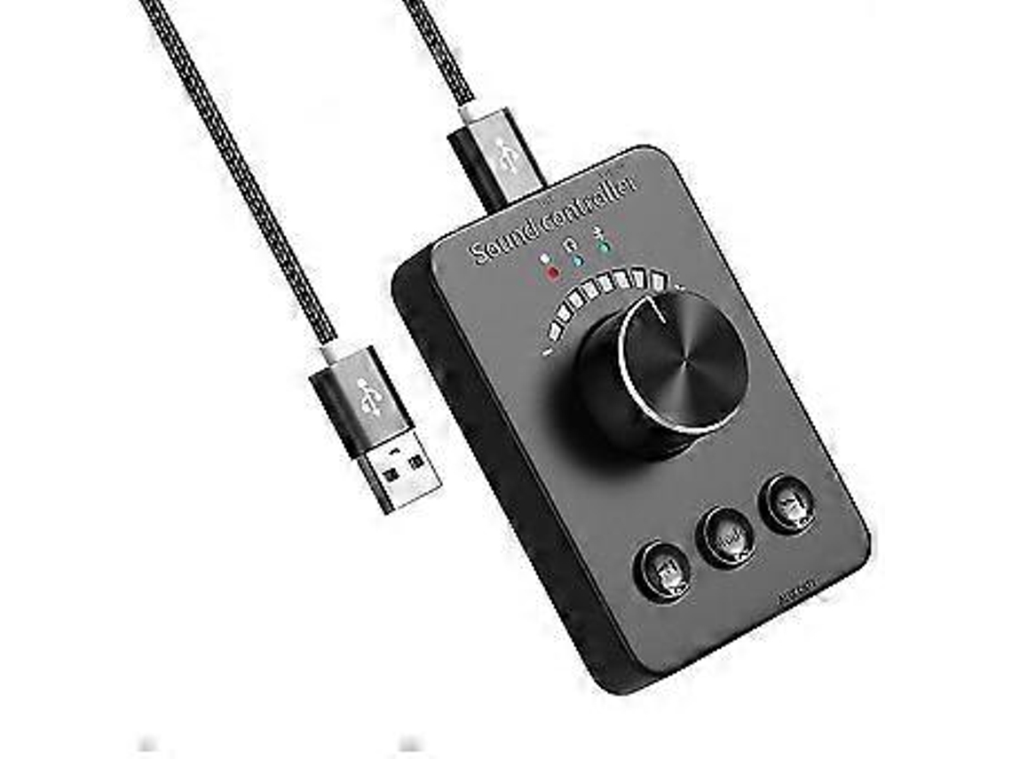 Controle de volume USB, placa de som USB externa, transmissor Bluetooth 5.1, Brilvibera sem driver (para Windows)