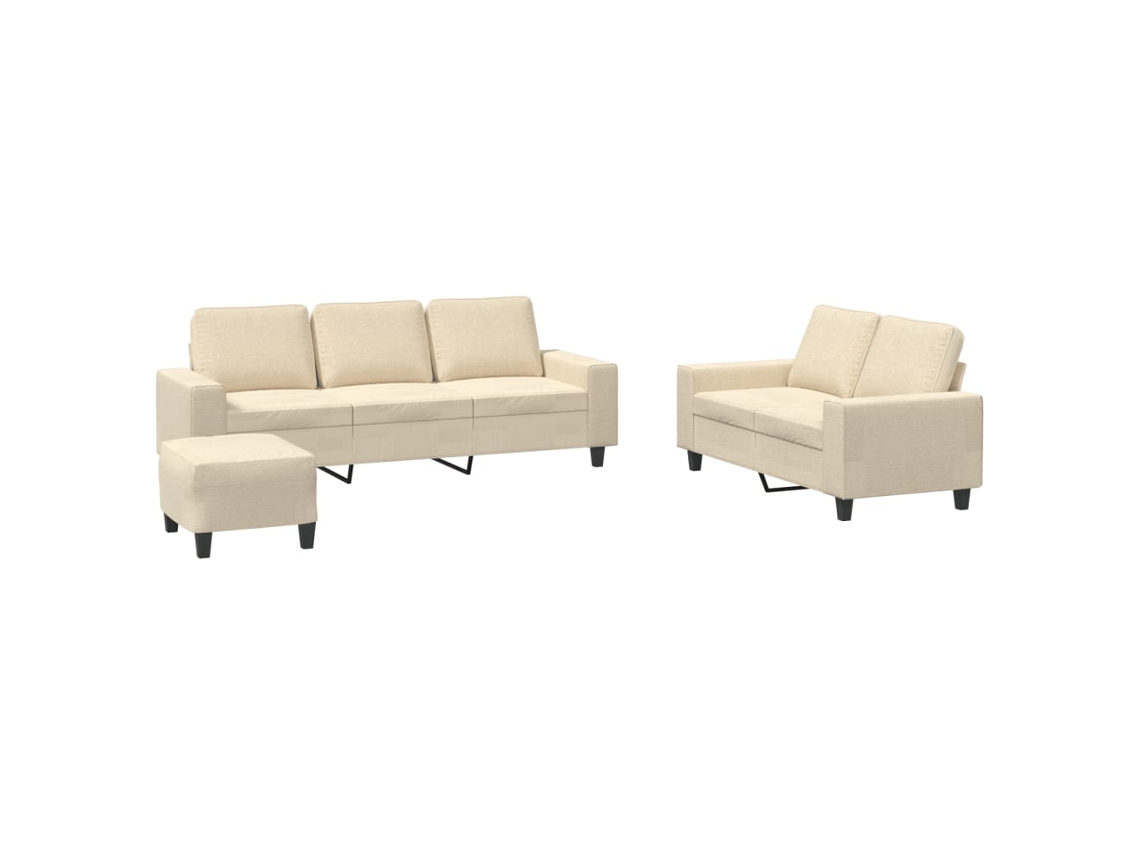 3 Pcs Conjunto de Sofás Tecido Cor Creme MAISON EXCLUSIVE