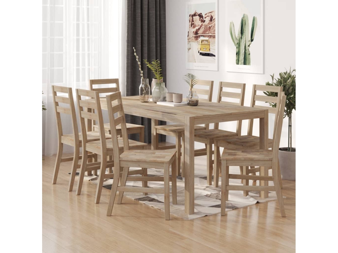 Vidaxl Cadeiras De Jantar 8 Pcs Madeira De Acácia Maciça