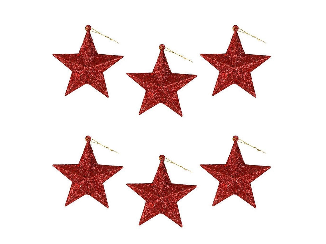 Conjunto De 6 Enfeites De Natal Em Formato De Estrela Brilhante Para Pendurar Na Rvore De Natal. Decorao Natalina Imperdvel. Hengjian