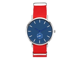 Reloj De Cuarzo Para Hombre Con Correa De Nylon, Dial Redondo, Elegante Casual Rojo