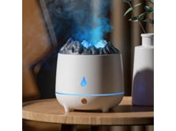 Umidificador Usb Branco Grande Vapor Aromatizador Com Luz Noturna E Chamas Simuladas Sfushos
