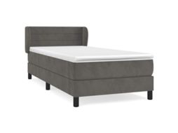Conjunto 1 Cama Box Spring Vidaxl Cinzeto Veludo (193 X 93 X 88 Cm)