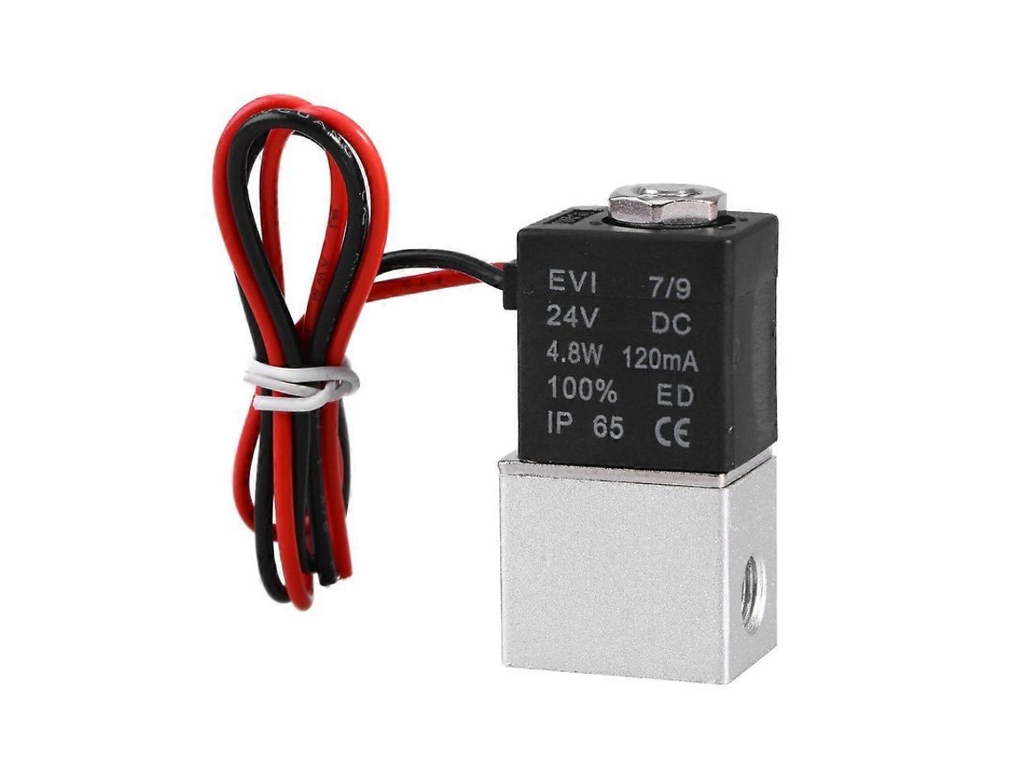 Válvula Solenoide 2 Vias 2 Posições Nc Bsp 1/4 Polegada Dc 24v Para Ar Gás Líquido Vácuo Preto
