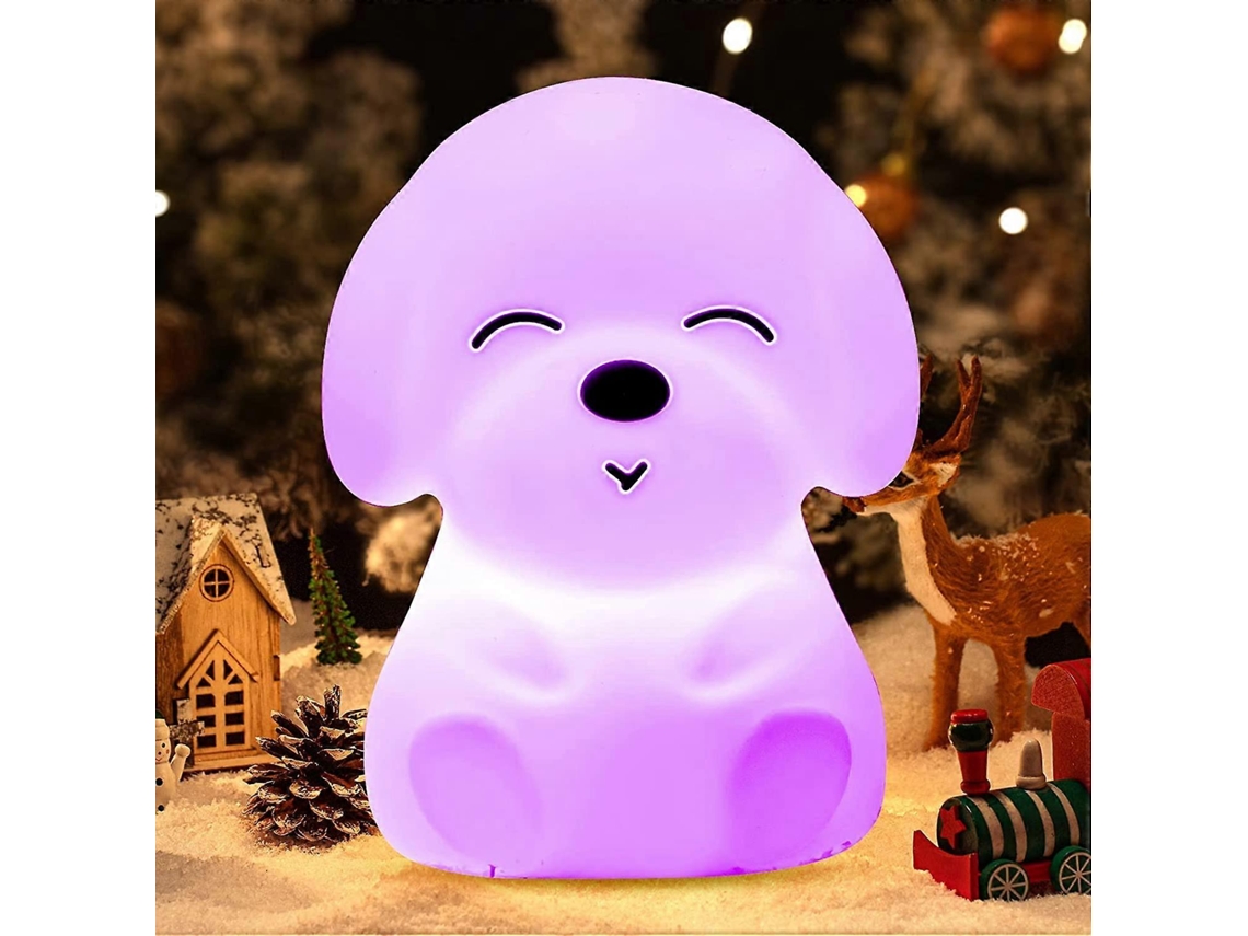 Rebe lâmpada de Noite para Crianças Cão de Silicone Macio 16 Cores com Temporizador Led Portátil