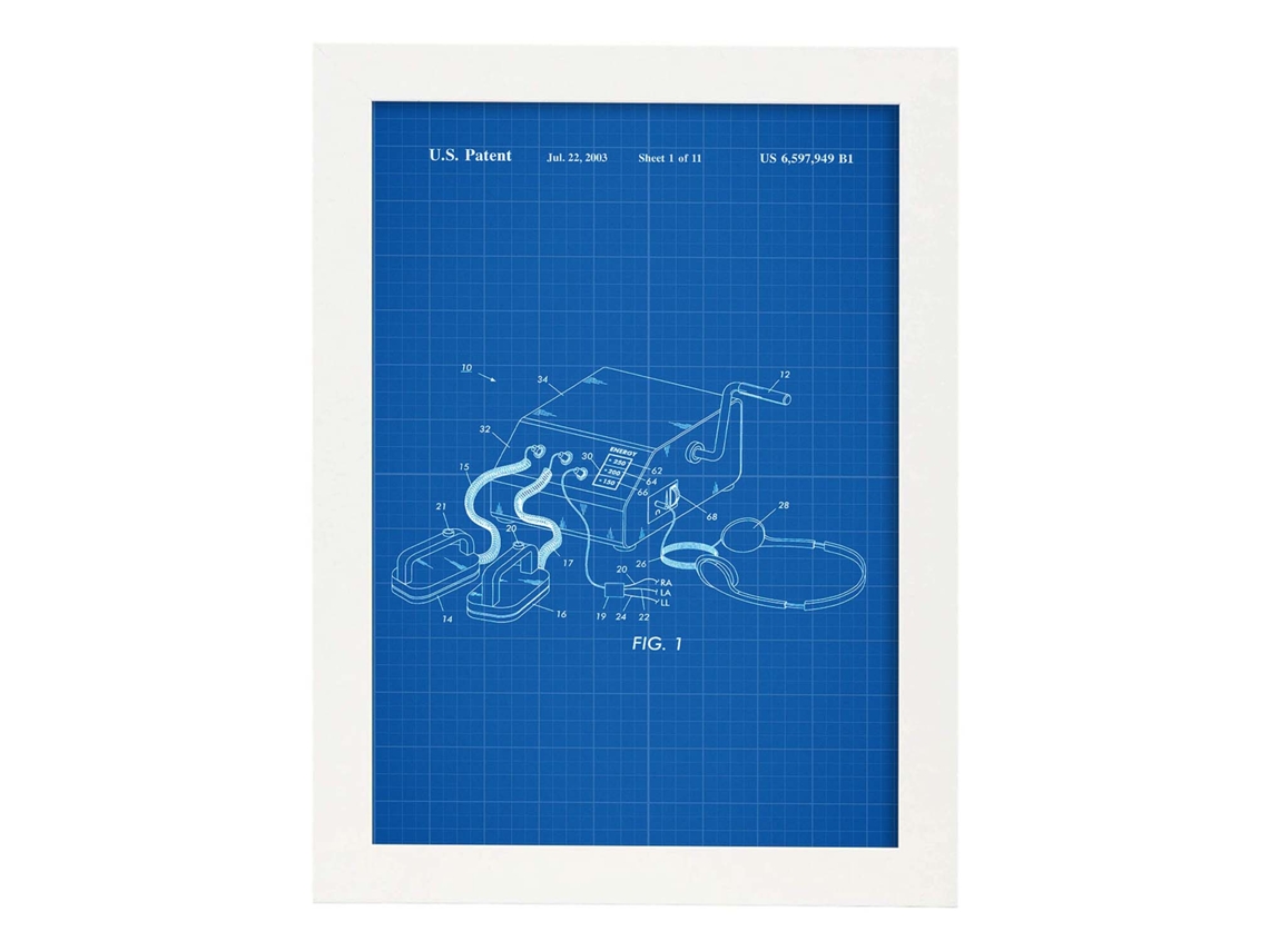 Póster NACNIC de Patente Do Desfibrilador. Perda com Design Antigo,