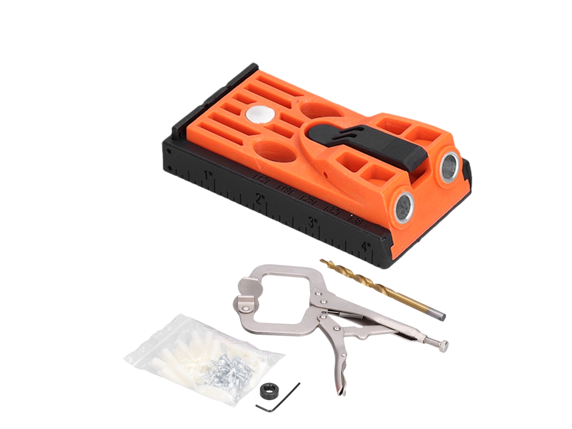 Jig De Furo De Bolso Ajustável 15° Localizador Obliquo Com Ferramentas De Perfuração Ângulo