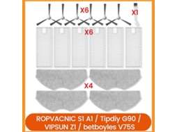 Filtros, Escovas E Panos De Limpeza Para Aspirador Robô Ropvacnic S1 A1, Tipdiy G90, Vipsun Z1 E Betboyles V75s.