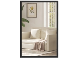 Espelho De Parede Retangular 60 X 40 Cm, Moldura De Madeira Preta, Ideal Para Banheiro, Sala De Estar Ou Quarto.