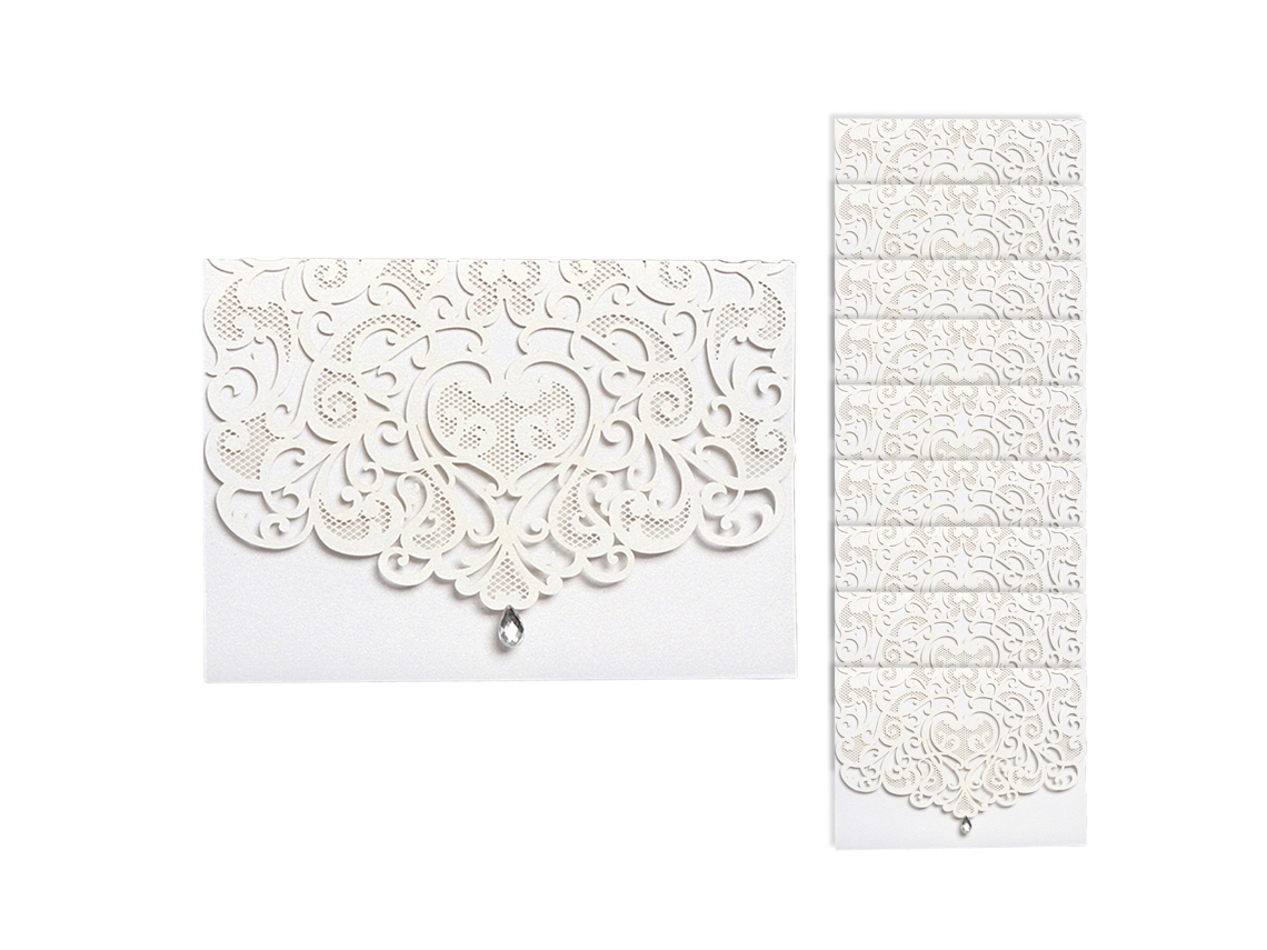 10 convites de casamento com envelopes e strass S/MARCA