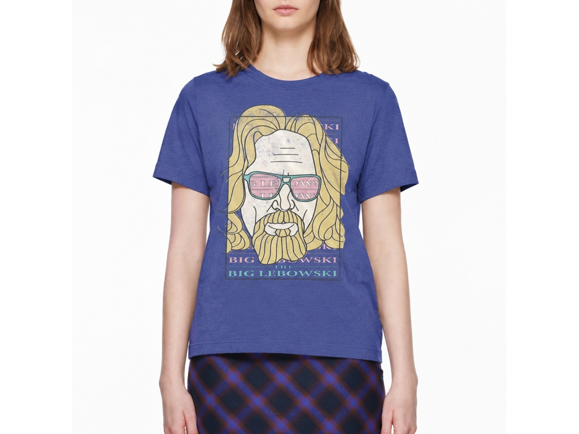 Rockinstone The Big Lebowski Logo Sunglasses Heather Royal Adult T-shirt Size:m
