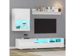 Conjunto Tv Parede Madeira+preto, 2 Peças, Extensível 265cm, Até 120". Cs