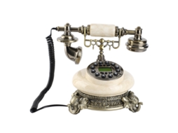 Telefone de Pedra Nublada Retrô Europeu LAXISCREED com Calendário Eletrônico de Mesa Mostrando Data, Relógio e Semana