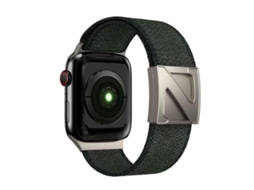 Bracelete Para Apple Watch 42/41/40/38mm - Nylon Bicolor Com Fecho Magnético Em Formato Z Verde E Preto