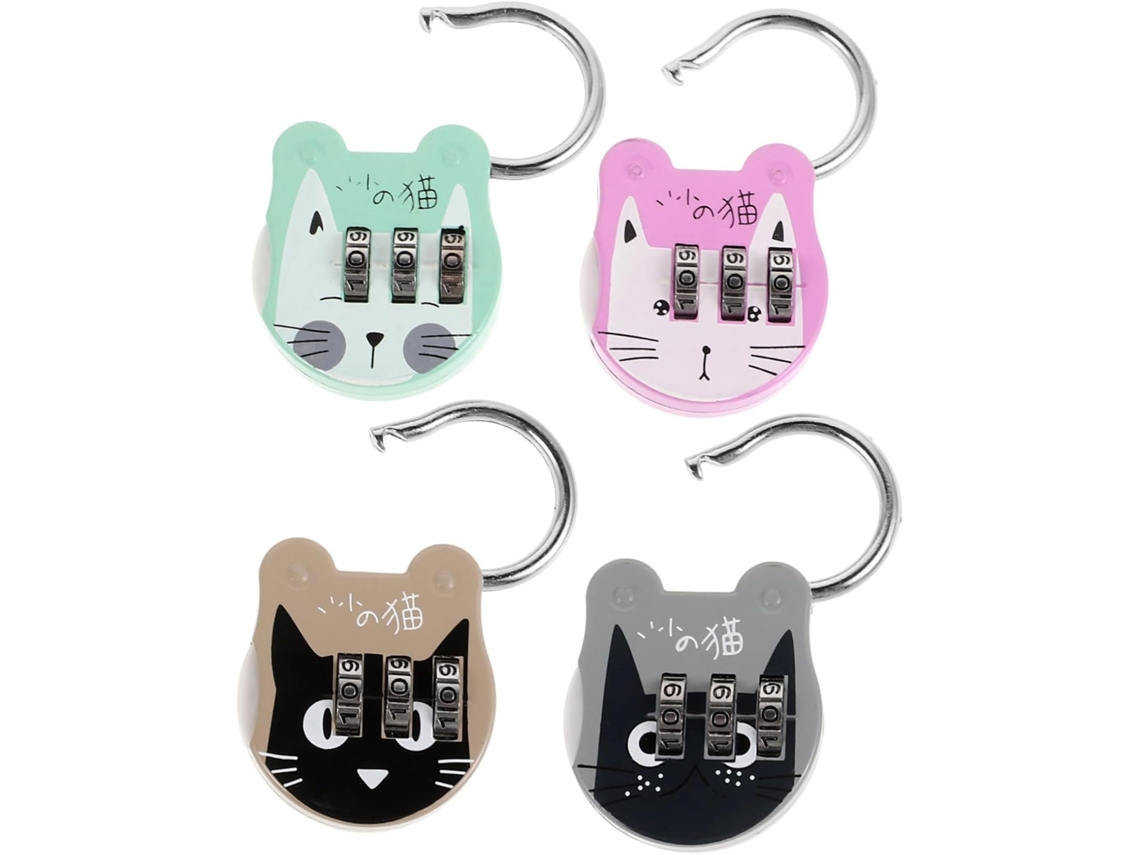 Conjunto De 4 Mini Cadeados Digitais Com Desenhos Animados Fofos Para