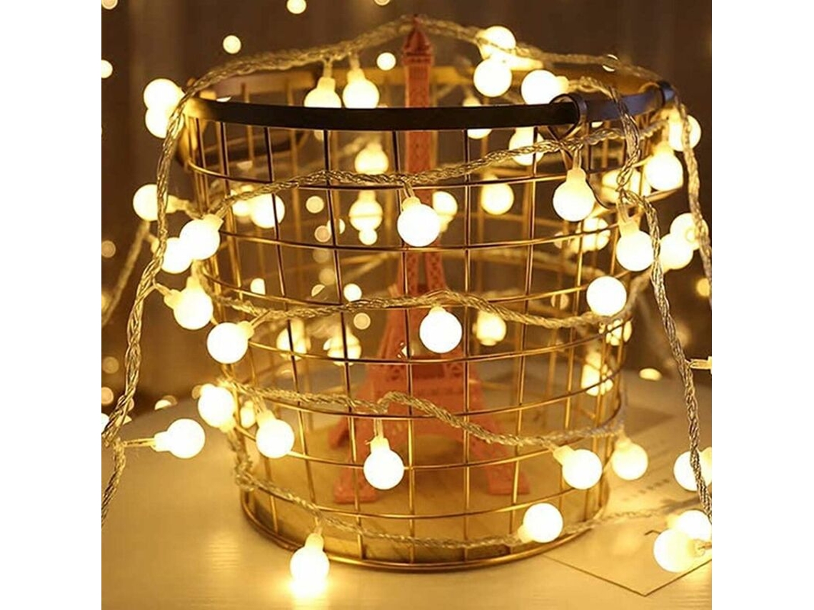 Cordão de Luzes com 40 Bolas, 6 Metros de Comprimento, Luzes de Fada Pequenas, Branco Quente, Decoração para Natal, Halloween BRILVIBERA