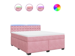 Cama com Molas/colchão 180x200 Cm Veludo Rosa MAISON EXCLUSIVE