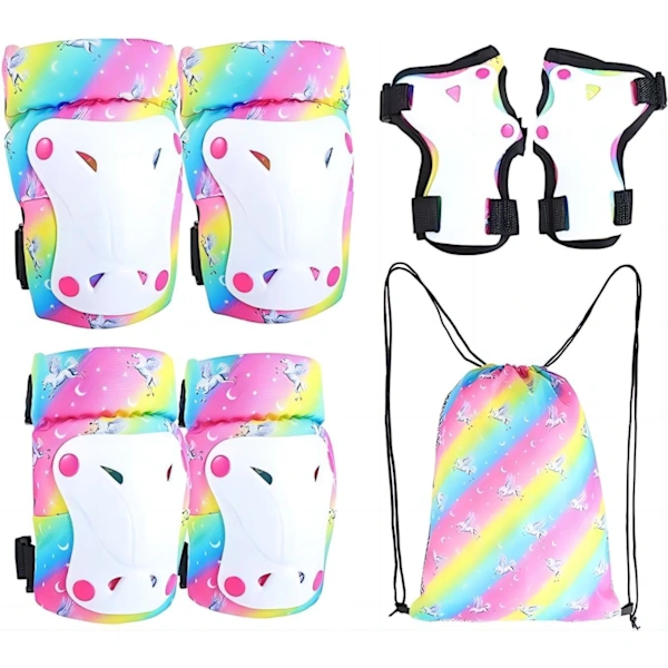 Conjunto de Joelheiras e cotoveleiras ajustáveis para crianças, 6 em 1, proteção de pulso para ciclismo, patins e patinete, de 3 a 8 anos AQUAFORGE