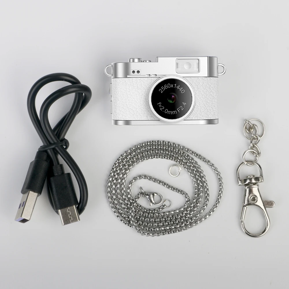 Mini Câmera, Gravação de Vídeo, Flash Led, Tela Ips de 1,47 Polegadas, Vários Filtros MDUG (branco 16 Gb)