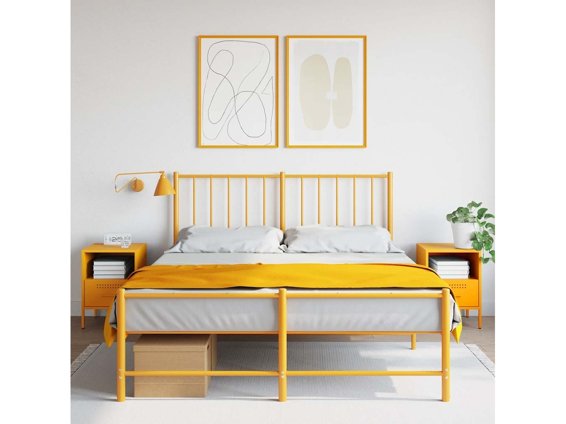 Vidaxl Mesas De Cabeceira 2 Pcs 36x39x50,5 Cm Aço Amarelo Mostarda