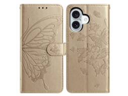 Capa Para Iphone 17 Com Estampa De Borboleta Dourada
