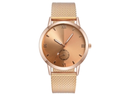 Relógio de quartzo unissex Vansvar com pulseira de plástico, cor ouro rosa romano.