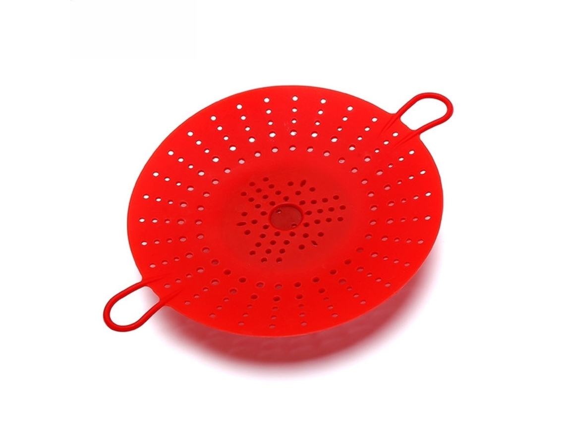 Cesto Vapor Silicone - Cesto Cozer A Vapor - Com Pega - Vapor Alimentos - Resistente Calor - Vermelho