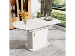 Mesa Oval Extensível com Armazenamento Design Branco Moderno VOLTEDGE