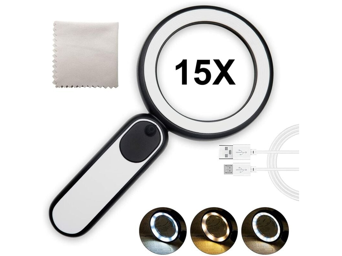 Luz Led Fria E Quente, Lupa De Alta Ampliação, Preto E Branco, Adequada Para Leitura E Manutenção. Aquaforge