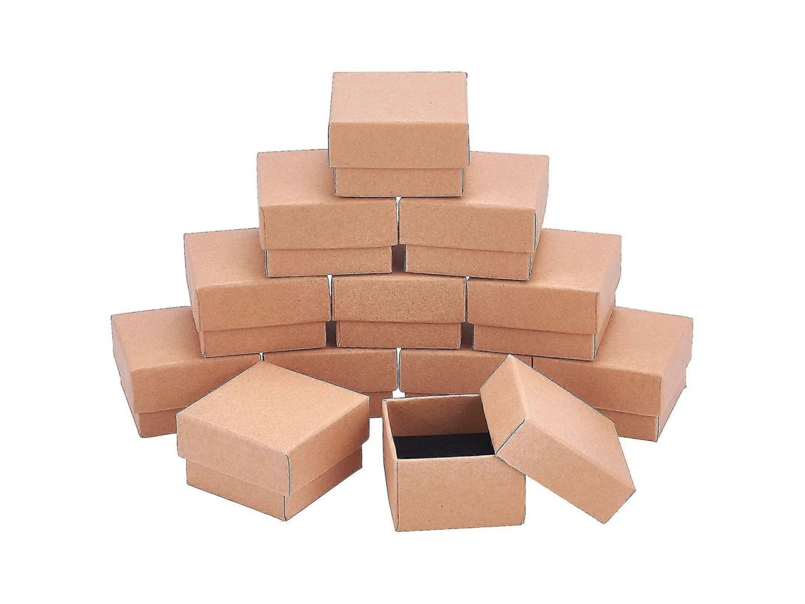 Conjunto De 12 Caixas Quadradas De Papelão Marrom Para Joias E Anéis, Ideais Para Presentes E Varejo. Hengjian
