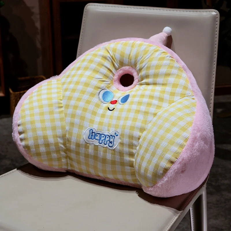 Almofada Xadrez de Coelho para Adultos, Almofada Fofa MDUG (amarelo e Rosa, 40 Cm)