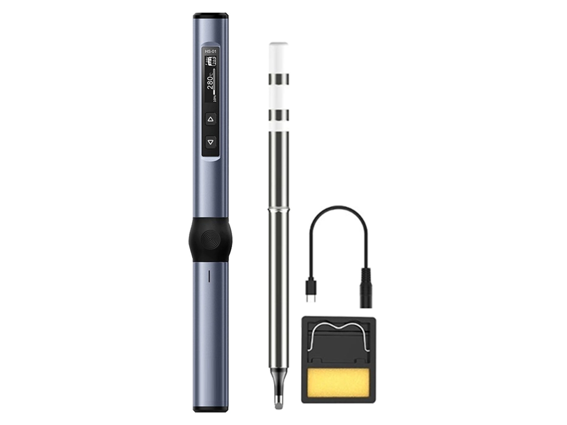 Kit de Soldador Elétrico Digital com Base e Cabo Type C
