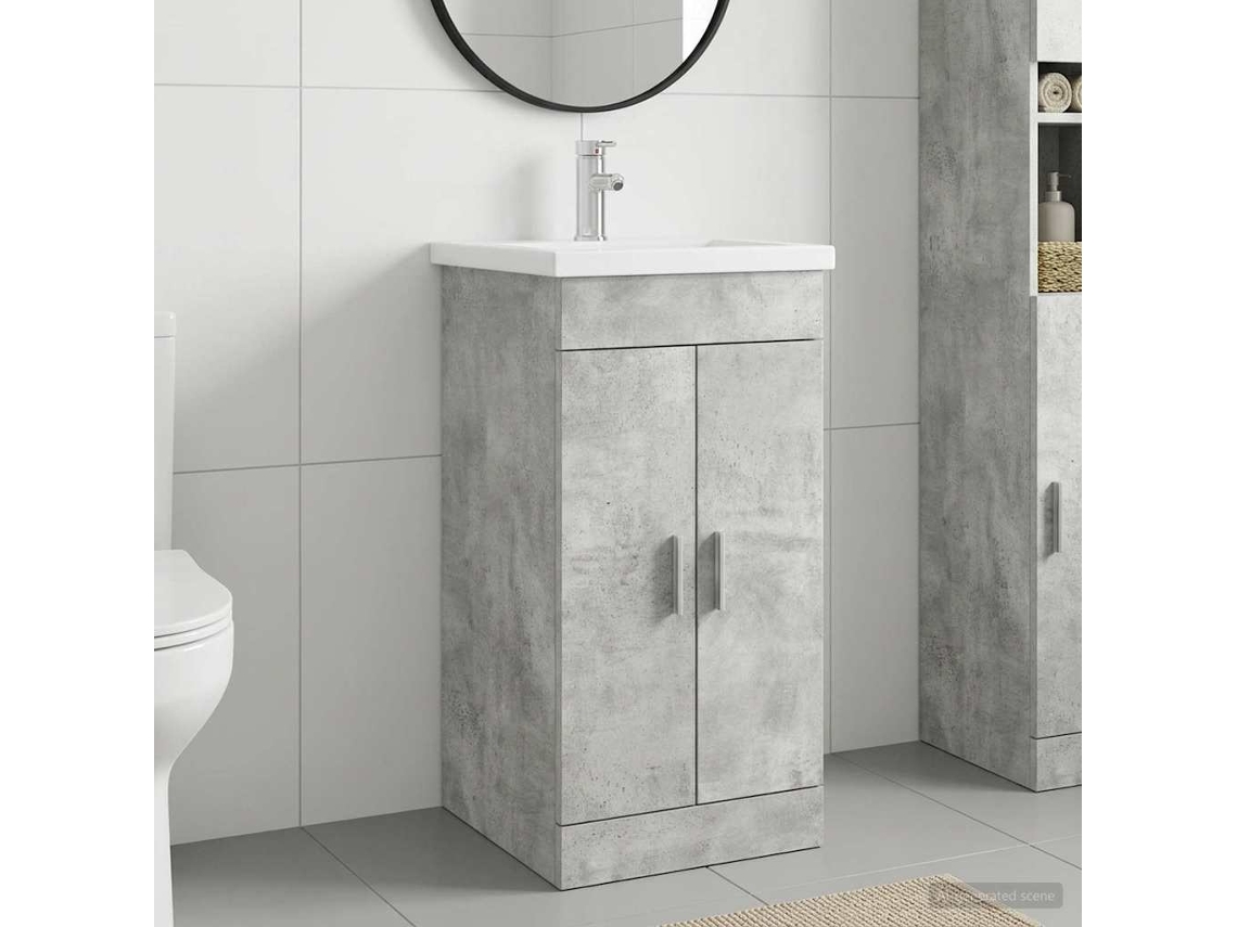 Vidaxl Gabinete De Banheiro Com Pia Cinzento Cimento 42 X 40 X 84,5 Cm