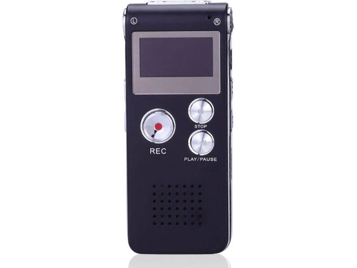 Mini Gravador de Voz para Palestras Reuniões e Aulas Dispositivo de Gravação de Fita de Áudio com Ativação Digital de 16 Gbpreto