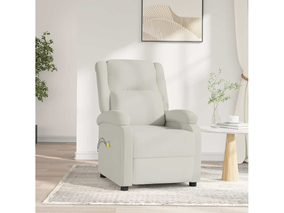 Vidaxl Poltrona De Massagens Elétrica Veludo Creme