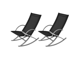 Cadeiras De Baloiço Jardim 2 Pcs Aço E Textilene Preto Dkd Home Decor
