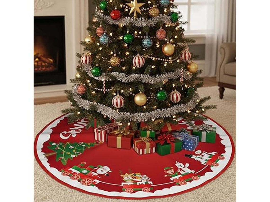 Saia Circular para Árvore de Natal 90 Cm, Manta Decorativa Tapete, Ergonômico, Uso Diário STELASPLEN